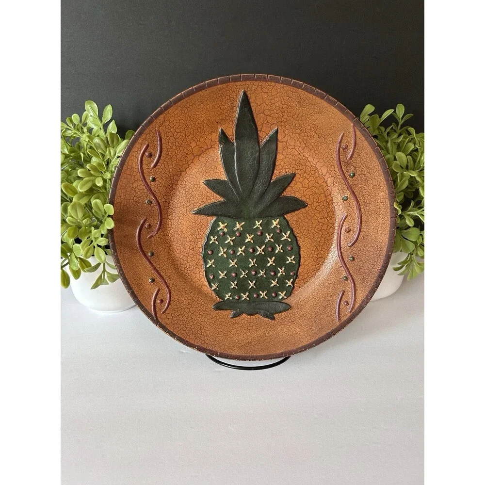 Ragon House Pineapple Plate Folk Art Rustic Cottagecore Primitive Decor EC +🎁